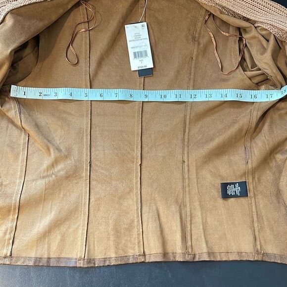 Context Women's Sweater Jacket Open Fron Shawl Drape Distressed Natural Small - Picture 7 of 8